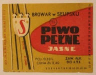 ETYKIETA - BROWAR w SŁUPSKU - PIWO PEŁNE JASNE