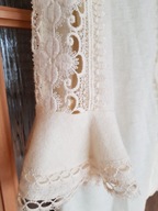 Bluzka, Vintage, haft,koronka,ecru,r.40, Lato'25