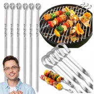 SZAMPURY SZPIKULCE SZPADY DO SZASZŁYKÓW MIĘSA 50cm DO GRILLA INOX 6 SZTUK