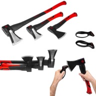 SIEKIERA ROZŁUPUJĄCA DO OGRODU ZESTAW SIEKIER 3 SZT + OSTRZAŁKA FIBERGLASS