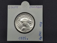 Moneta 2 złote żniwiarka 1925 z kropką po dacie, ładny stan, srebro (151)
