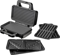Opiekacz 3w1 900W XXL – Grill, Tosty, Gofry + 3 Płyty