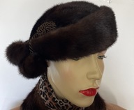 Czapka,toczek,beret futro naturalne norka 58