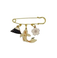 Broszka "Góra Fuji, ryba koi i kwiat wiśni"