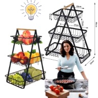KOSZ NA OWOCE WARZYWA ORGANIZER GALAXIA METALOWY CZARNY STOJAK 3 PIĘTROWY