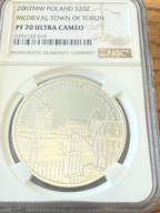 20 zł Toruń Miasto Średniowieczne w Toruniu 2007 NGC PF 70 MAX NOTA IDEAŁ