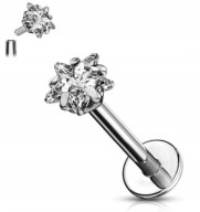 Labret srebrny z białą cyrkonią gwiazdka 1,2/6/3