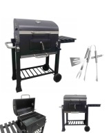 DUŻY GRILL WĘGLOWY ŻELIWNY RUSZT 113,5X50X107 CM OGRODOWY XXL Z POKRYWĄ