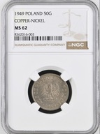50 gr groszy 1949 MN Miedzio - nikiel NGC ms 62