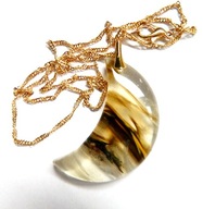 Kamień Wenus - kwarc rutylowy, wisiorek z księżycem na łańcuszku