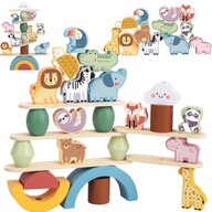 Balansujące Drewniane Zwierzątka Układanka FSC Edukacyjna WOOPIE GREEN