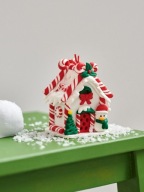 Ozdoba choinkowa dla dzieci nietłukąca się domek z piernika biały z choinką