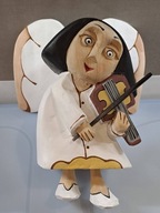 Aniołek grający na skrzypcach - Rzeźba/figurka drewniana. Dariusz Zegadło
