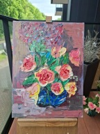 Obraz olejny Róże Plener Denys Tsarenko Oryginał