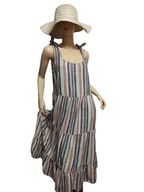 NEXT długa sukienka lniana kieszenie falbany 38/40