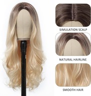 Blond Peruka Syntetyczna dla Kobiet Ciemne Korzenie Długa Peruka