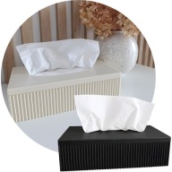 POJEMNIK PUDEŁKO NA CHUSTECZKI CHUSTECZNIK RYFLOWANY 2 KOLORY CZARNY BEŻOWY