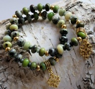 Dwie bransoletki na gumce z serpentynitu