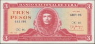 Kuba 3 pesos 1989 - Ernesto Che Guevara - stan bankowy UNC