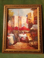 Kawiarenka w mieście - obraz olejny ręcznie malowany na płótnie