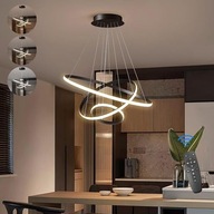 Lampa Wisząca LED 3 Pierścienie Ściemniana Pilot 3000–6500K Czarna