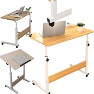 STOLIK POD LAPTOPA KAWOWY NA KÓŁKACH MOBILNY REGULACJA DREWNIANY REGULACJA