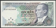 Turcja 10000 lirasi 1989 - Kemal Mustafa - Ataturk - stan bankowy UNC