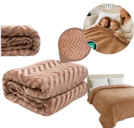 CIEPŁY KOC OZDOBNY NARZUTA NA ŁÓŻKO PREZENT PLED 200X220 CM BRĄZOWY WZÓR