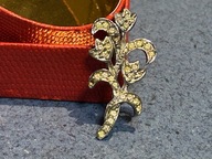 KWIATOWA BROSZKA Z KRYSZTAŁKAMI VINTAGE