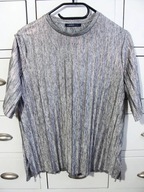 m s boska srebrna błyszcząca bluzka plisy j.nowa 40