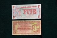 Banknoty Wielka Brytania British Armed Forces 3- 5 pensów 2 sztuki!!!