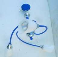 Lampa 3-punktowa wisząca design,niebieska +żarówki