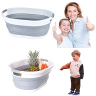 DUŻA SILKONOWA SKŁADANA MISKA NA PRANIE SZARA 25 L PRAKTYCZNY KOSZ WANIENKA