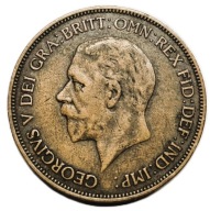 Jednopensowa moneta brytyjska z 1936 roku, panowanie króla Jerzego V.