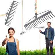 GRABIE DO LIŚCI DO TRAWY METALOWE OGRODOWE DREWNIANY TRZONEK GRABKI