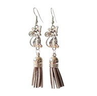 Kolczyki z kotem i chwostem - taupe