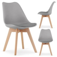 Krzesło Skandynawskie Nowoczesne do Salonu Kuchni Jadalni Szare Drewniane