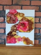 Abstrakcja 40x50-tusz alkoholowy,stringart z drutu