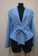 Żakiet marynarka baby blue niebieski marszczenia pasek uni