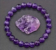 Bransoletka z Ametystu: Naturalny kamień - Czakra korony - kulka 8mm