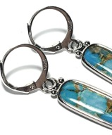 koczyki srebrne z turkusową emalią nowe próba 925