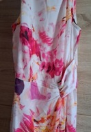 Sukienki midi szyfonowa poliester 36 38 M biało-różowa w kwiaty