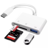 Adapter USB-C 3w1 z czytnikiem kart SD/TF i USB-C, szybka transmisja 5Gbps