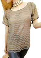 J. CREW delikatna koronkowa bluzka na cielistej podszewce M