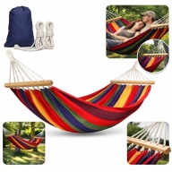 Hamak Ogrodowy 2 osobowy XXL Wzmocniony Z Drążkiem 265 155 cm Torba