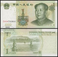 BNB - CHINY 1 Yuan 1999 C434 C52 800 # P895d # typ numeracji LCCC L # UNC