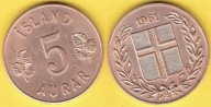 ISLANDIA 5 AURAR 1961 r.