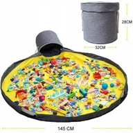 DUŻY KOSZ na Zabawki KLOCKI Zamykany POJEMNIK z matą DO ZABAWY Worek 2 w 1