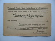 ŚWIĘTOCHŁOWICE RESTAURACJA TEODOR RASZ przedw. ZAPROSZENIE NA WIECZOREK