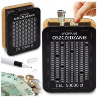 SKARBONKA WYKREŚLANA WYKREŚLANKA CEL 50000 DREWNIANA OSZCZĘDZANIE PREZENT